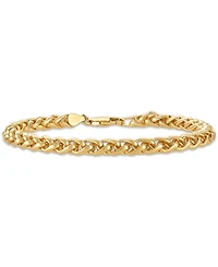 Esquire Men's Jewelry Wheat Link Chain Bracelet in 14k Gold-Plated Sterling Silver