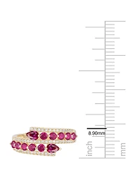 Macy's Lab-Grown Ruby (1-1/8 ct. t.w.) & White Sapphire (1/3 Ring 14k Gold Over Sterling Silver
