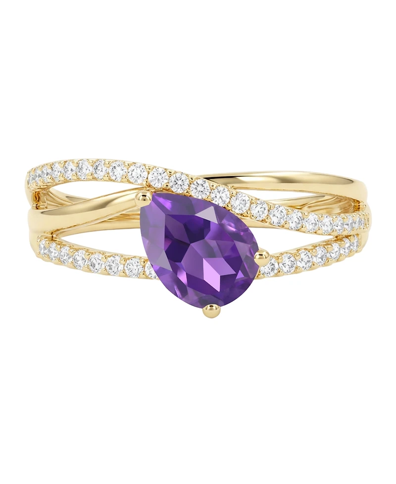 Macy's Amethyst (1-1/10 ct. t.w.) & Lab-Grown White Sapphire (1/3 Ring 14k Gold Over Sterling Silver (Also Available Multi-Stones)
