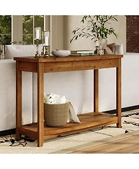 Tribesigns Solid Wood Console Table, 41.3" Farmhouse Entryway Table with Storage Shelf, Vintage