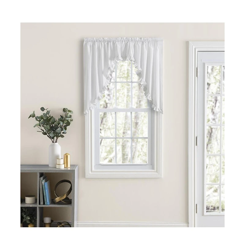 Ellis Curtain Classic Narrow Ruffle 3" Rod Pocket Swag Curtain Panel 86" X 38"