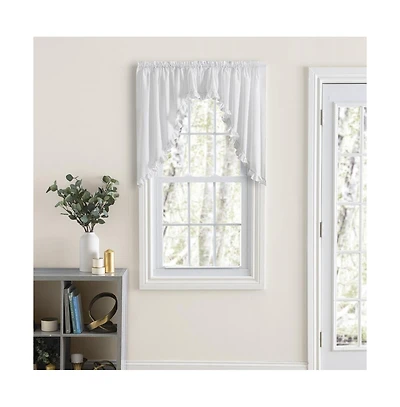 Ellis Curtain Classic Narrow Ruffle 3" Rod Pocket Swag Curtain Panel 86" X 38"