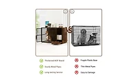 Aostirmotor Space-Saving Dog Crate End Table, 2-in-1 Furniture with Hidden Pull-Out Food Bowls & Durable Chew-Proof Frame