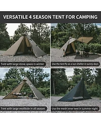 Naturehike 4 Season Hot Tent with Stove Jack, Windproof Waterproof Cold Weather Winter Tents for Camping