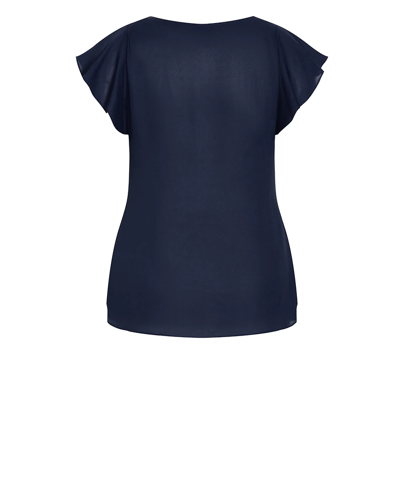 City Chic Women's Zip Fling V-neck Top