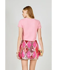 endless rose Women's Fuzzy Short Sleeve Top