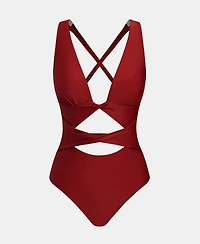 Cupshe Women's V-Neck Cutout Twist Crisscross Back One-Piece Swimsuit
