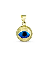 Bling Jewelry Turkish Spiritual Round 3D 14K Gold Evil Eye Necklace Pendant Charm Chain Not Included