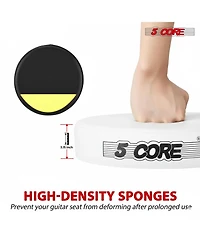 5 Core Guitar Stool 3.15" Padded Chair w Backrest Foldable Music Seat Built in Foot Rest Guitar Stand