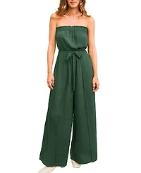 Cupshe Women's Strapless Smocked Wide-Leg Jumpsuit