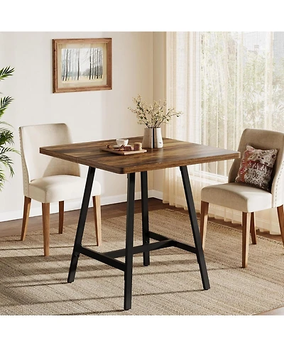 Tribesigns Square Bar Table, 31.1" Industrial High Top Pub Table with Thickened Top, Small Kitchen Dining Table