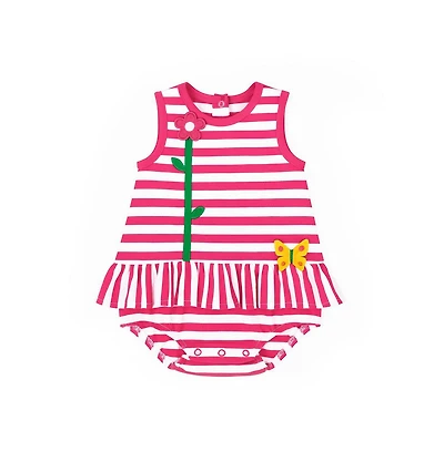 Florence Eiseman Baby Girl Stripe Knit Romper With Flower