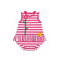 Florence Eiseman Baby Girl Stripe Knit Romper With Flower