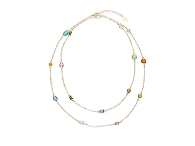 Rivka Friedman Multi-Color Faceted Cz Station Long Strand Necklace