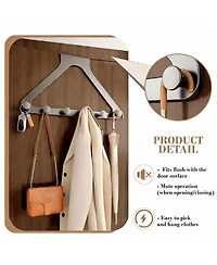 Yigii Over Door Hooks, No Drill, Silent, 6 Hooks, 10.6" Extended, Modern Matte Metal