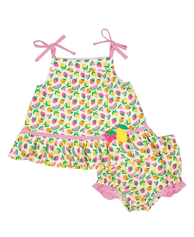 Florence Eiseman Baby Girl Printed Seersucker Dress & Bloomer with Fruit