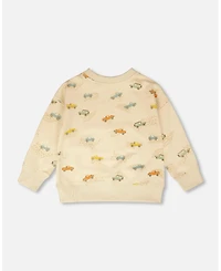Deux par Toddler Boys French Terry Sweatshirt Beige Jeep Print