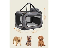 Cozito 24" Steel Frame, Mesh Windows, Storage Pockets, 15–24 lb Foldable Soft Dog Crate, Portable Carrier