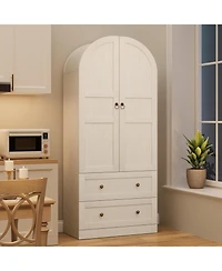 gaomon 72" Tall Dome Bookcase with Drawers, 4-Tier Wooden Bookshelf Storage Cabinet with Door