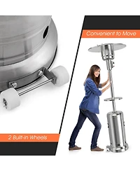 Sugift Outdoor Heater Propane Standing Lp Gas Steel with Table and Wheels