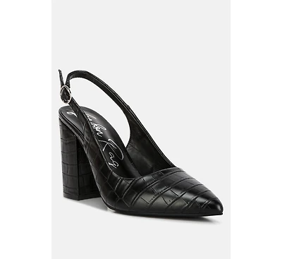 London Rag Women's Macha Croctexture Sling Back Heels