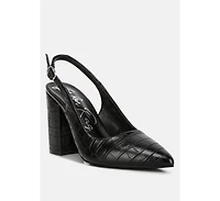 London Rag Women's Macha Croctexture Sling Back Heels