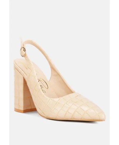 London Rag Womens Macha Croctexture Sling Back Heels