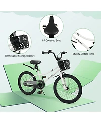 Mecale 20 Inch Kids Bike Adjustable with Kickstand and Storage Basket for Aged 8