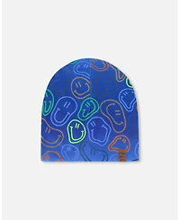 Deux par Deux Baby Boys Stretch Jersey Beanie with Smiley Print