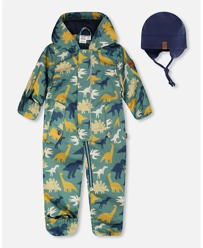 Deux par Baby Boys Mid-Season One-Piece Outerwear with Hat Dinosaur Print