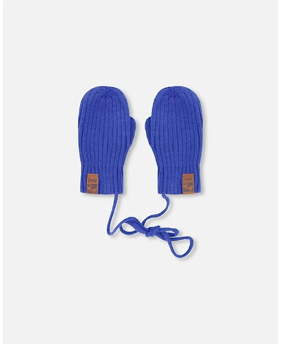 Deux par Deux Baby Boys Knit Mittens with Cord