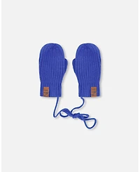 Deux par Deux Baby Boys Knit Mittens with Cord