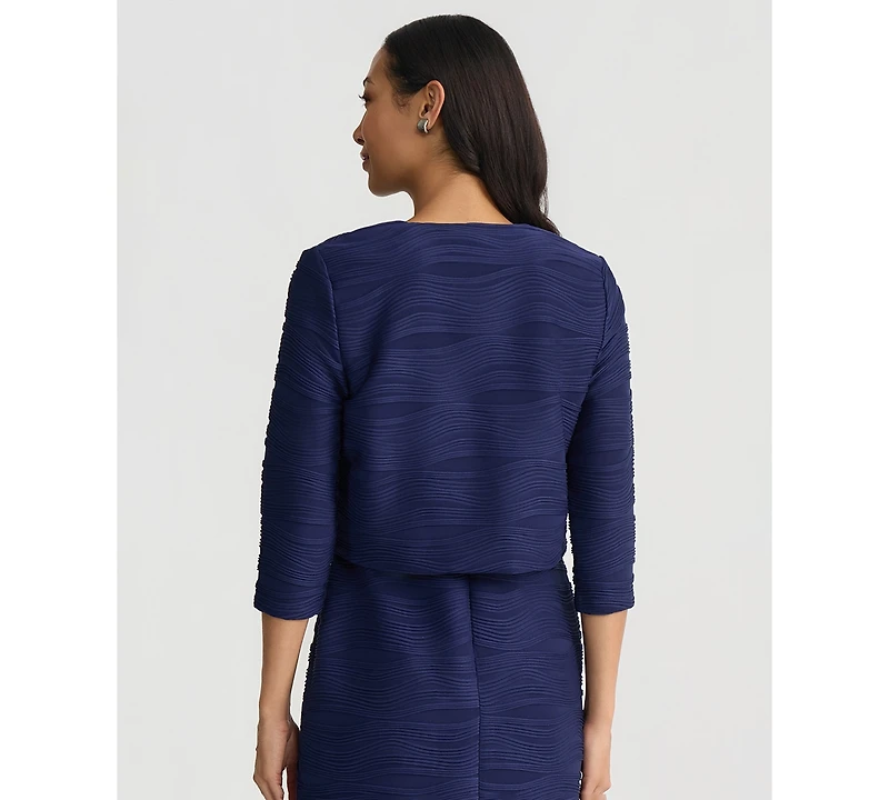 Kasper Women's Wave Knit 3/4-Sleeve Shrug, Regular & Petite