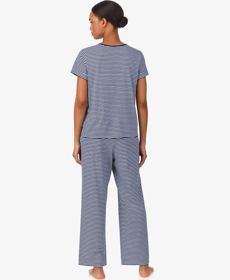 Lauren Ralph Short Sleeve Crew Neck Ankle Pant Pajama Set