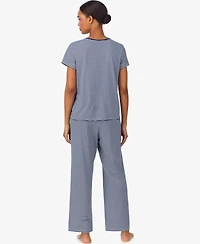 Lauren Ralph Short Sleeve Crew Neck Ankle Pant Pajama Set