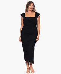 Betsy & Adam Plus Square Neck Ball Gown Dress