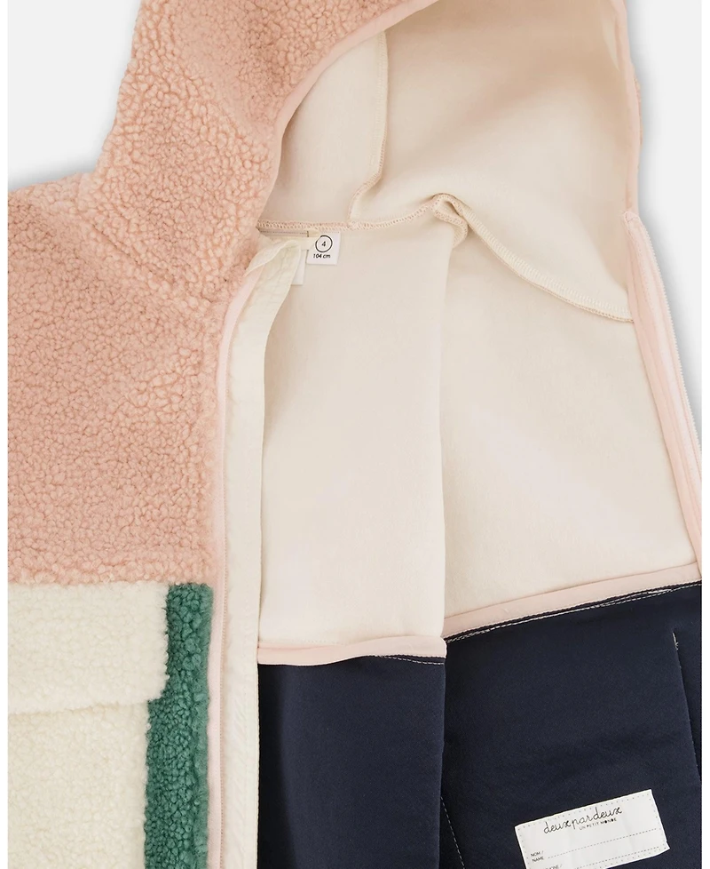 Deux par Deux Toddler Sherpa Jacket Light Pink Colorblock