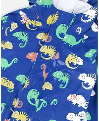 Deux par Toddler Boys Rain Jacket Polyurethane Blue Chameleon Print