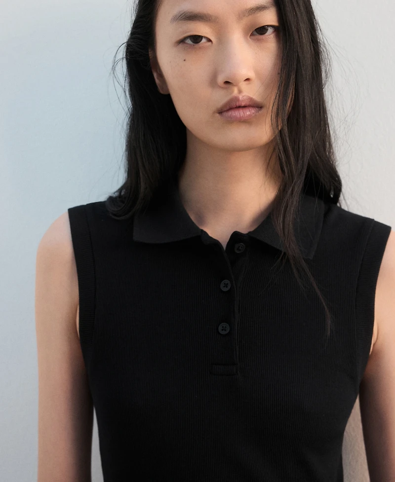 Mango Women's Polo Collar Mixed Dress