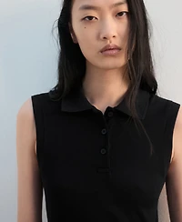 Mango Women's Polo Collar Mixed Dress