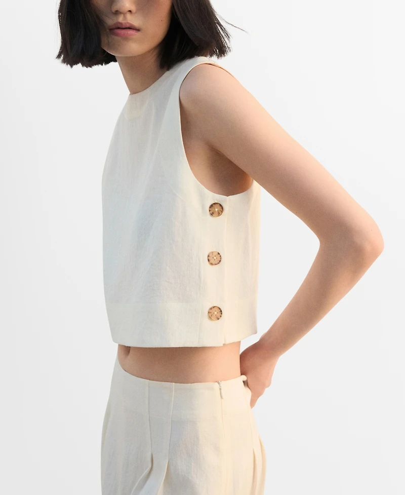 Mango Women's Buttoned Crop Top