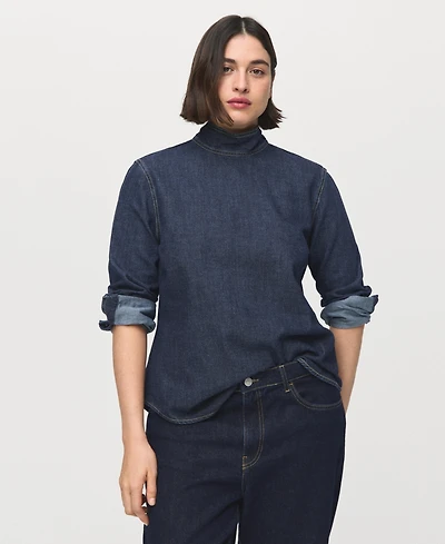 Mango Women's Tie Detail Denim Shirt