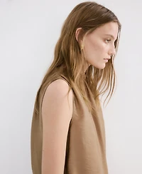 Mango Women's Ruched Neck Satin Top