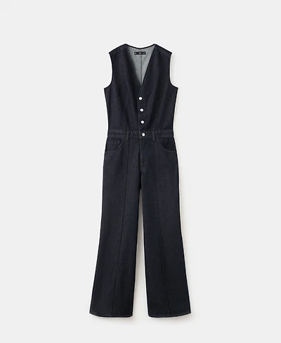 Mango Women's Buttons Denim Jumpsuit