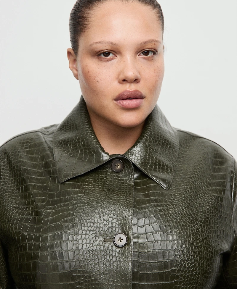 Mango Women's Crocodile-Effect Faux Leather Jacket