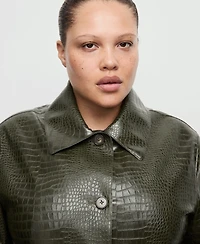 Mango Women's Crocodile-Effect Faux Leather Jacket