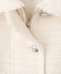 Mango Women's Notched Lapel Collar Tweed Jacket