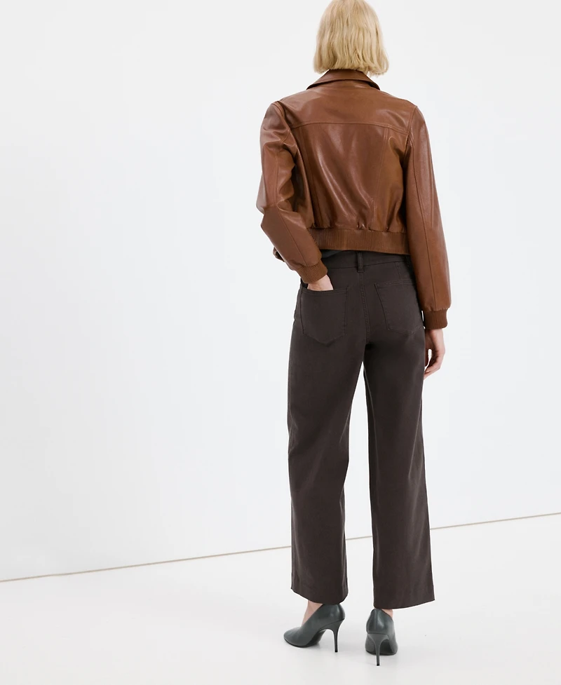 Mango Women's Seam High-Waisted Wide-Leg Jeans