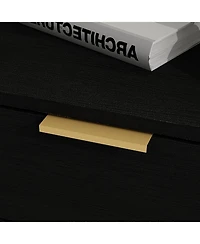 Homsee Black 3 Drawers Storage Cabinet with Golden Pattern Decor