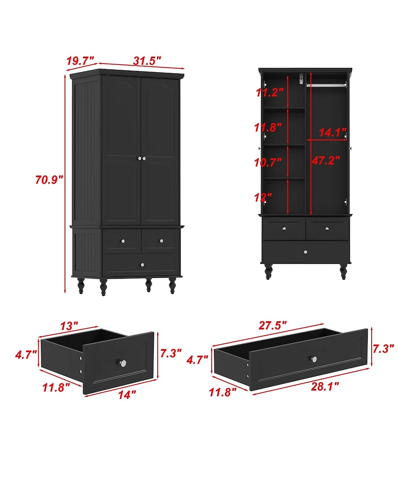 Homsee White 8-Drawer Storage Cabinet with Golden Metal Legs